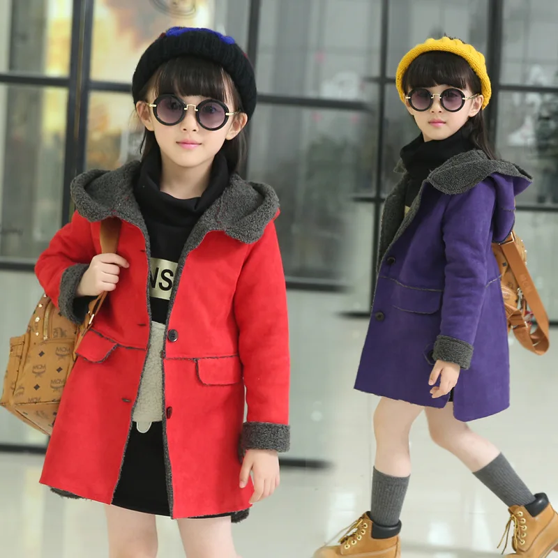 2016 New Kids Girls Acket Children Plus Thick Velvet Jacket Warm Coat for Cold Winter Kids