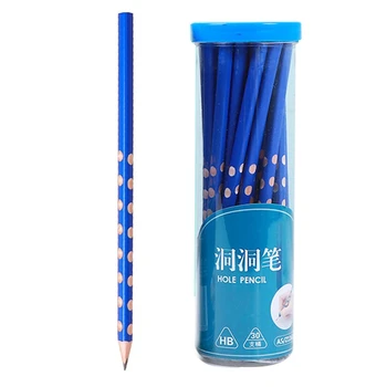 

30Pcs/Set HB Standard Pencil For Writing Triangle Wood Drawing Pencil Kawaii Hole Pencil Set Korean Stationery School Supplies