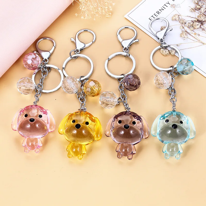 

New Creative Crystal Cartoon Puppy Pendant Bag Keychain Jewelry Small Gift Car Keychain Gift for Girl Women