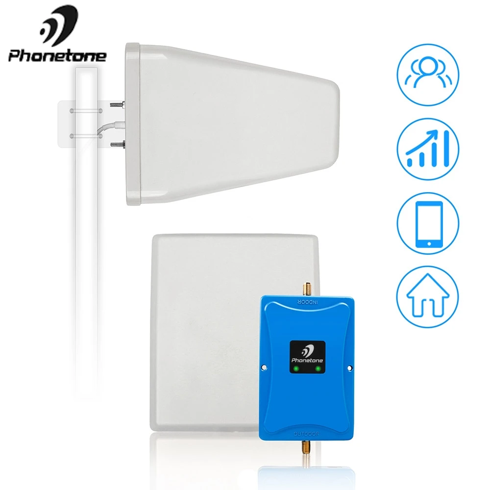 

GSM Repeater 2G 3G 4G Cell Phone Signal Booster 850/1700MHz Gain 65dB 4G LTE Amplifier Mobile Cellular Booster With Antennas Set