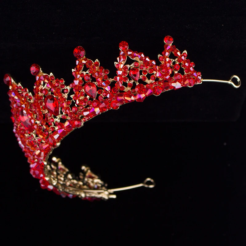 Red Rhinestone Bridal Crown Tiaras