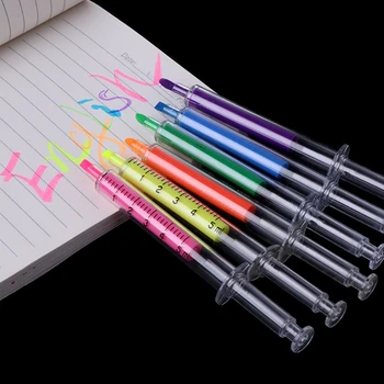 

6 Pcs/Lot Creative Highlighter Pens Syringe Design Markers Fluorescent Pen Stationery Scrapbook Material School Supplies