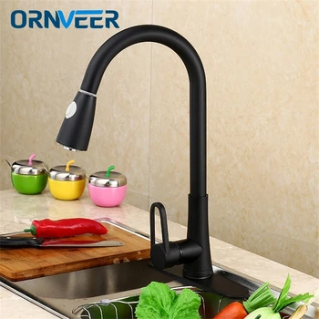 

Antique Design Black Kitchen Faucet Brass Pull Out Kitchen Sink Faucet Hot and Cold Water Black Kitchen Faucet