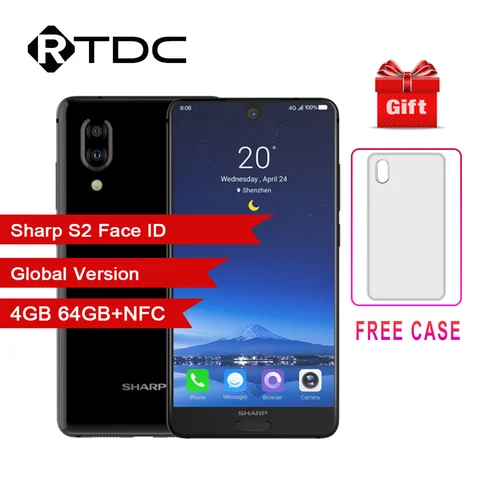SHARP AQUOS C10 Android 8 0 4GB 64GB 5 5   FHD  SmartPhone Snapdragon 630 Octa Core Face NFC 12MP 2700mAh Mobile Phone