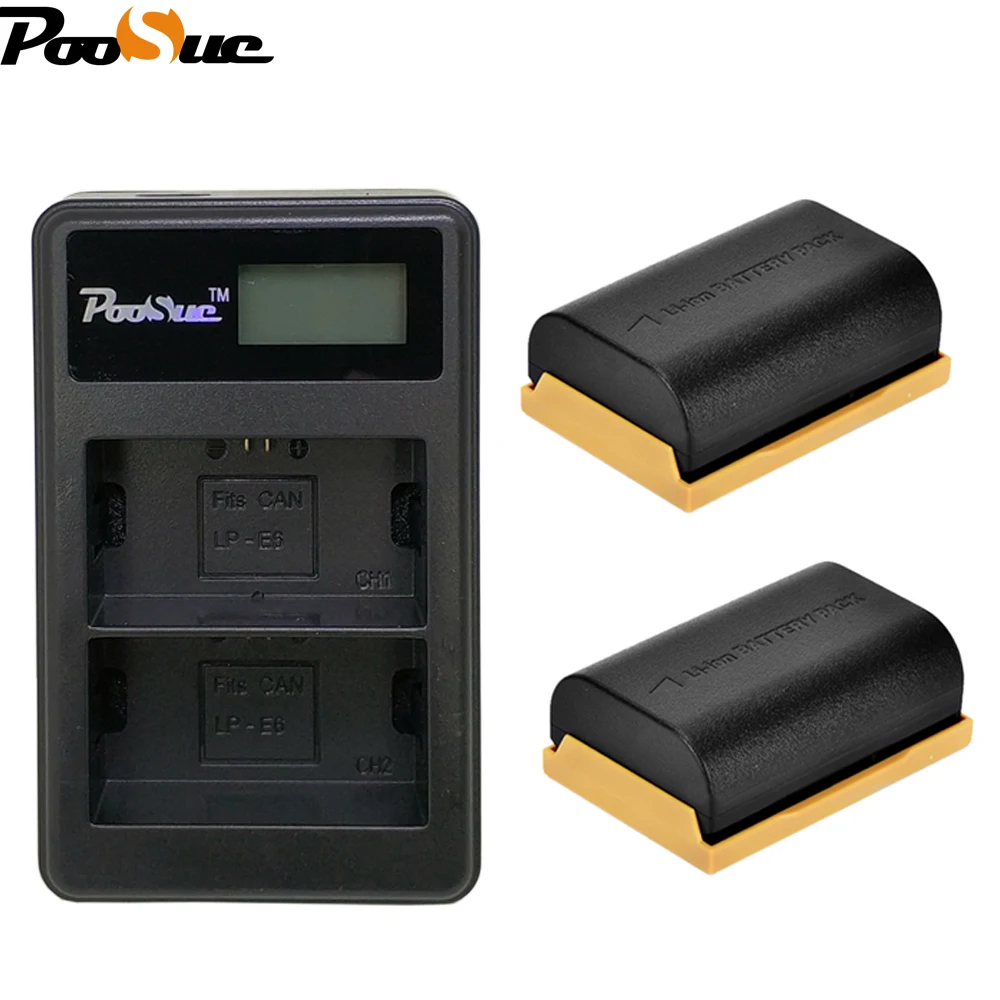 LP E6 LP E6 Battery +LP E6N LCD Dual USB Charger For Canon 5D Mark II