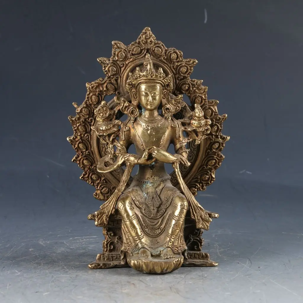 

Chinese Feng shui ornaments Tibetan Buddhism Brass Kwan-Yin Statue