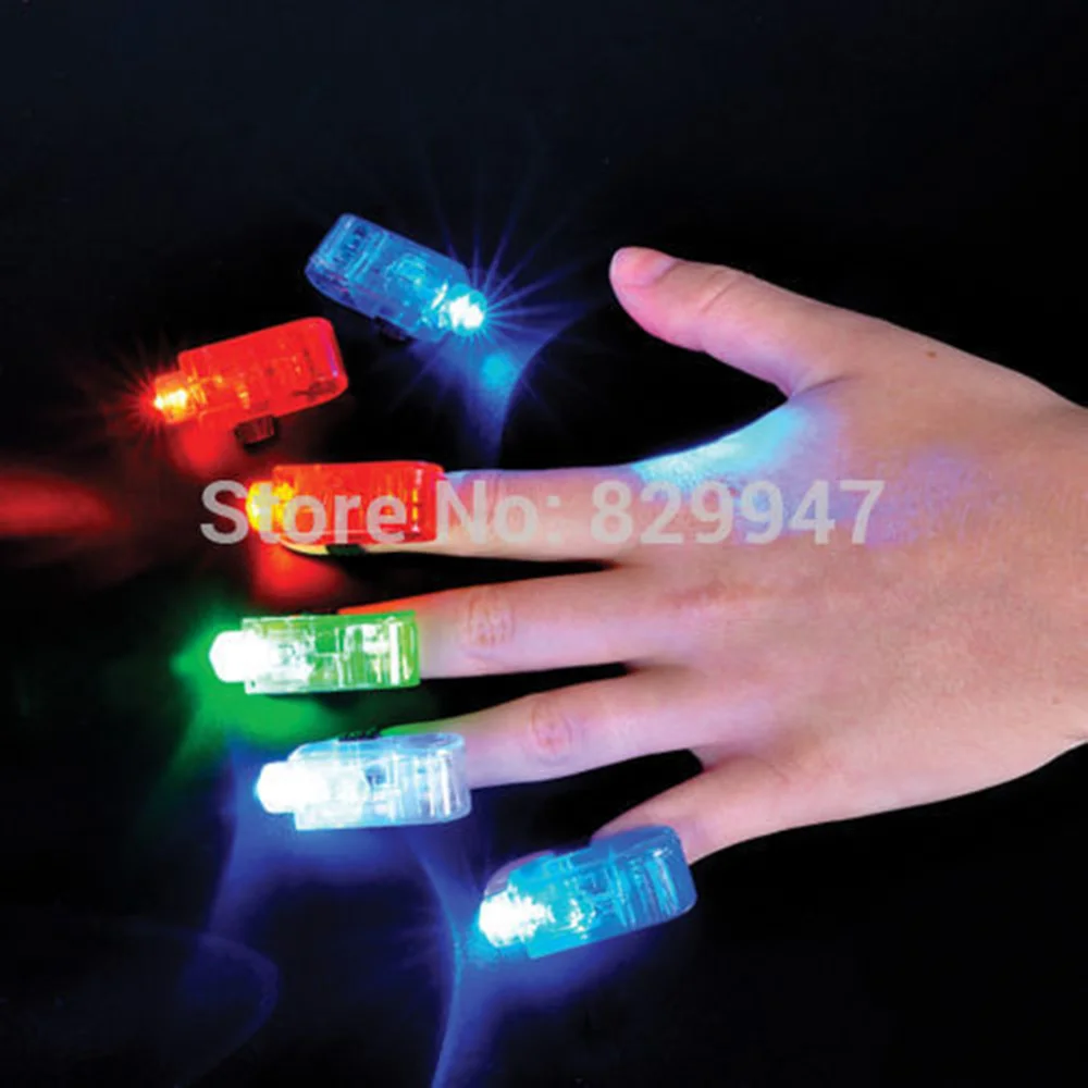 LED Finger Lights Beams Flashing Laser Rings Raves Neon Glow Lampsin