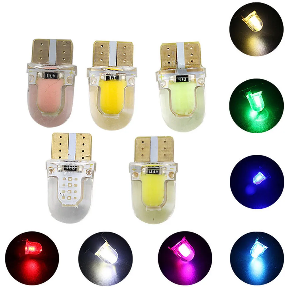 

T10 194 168 W5W COB 8SMD LED Parking Bulb Auto Wedge Clearance Lamp CANBUS Silica Bright White/Red/Yellow/Blue License Light