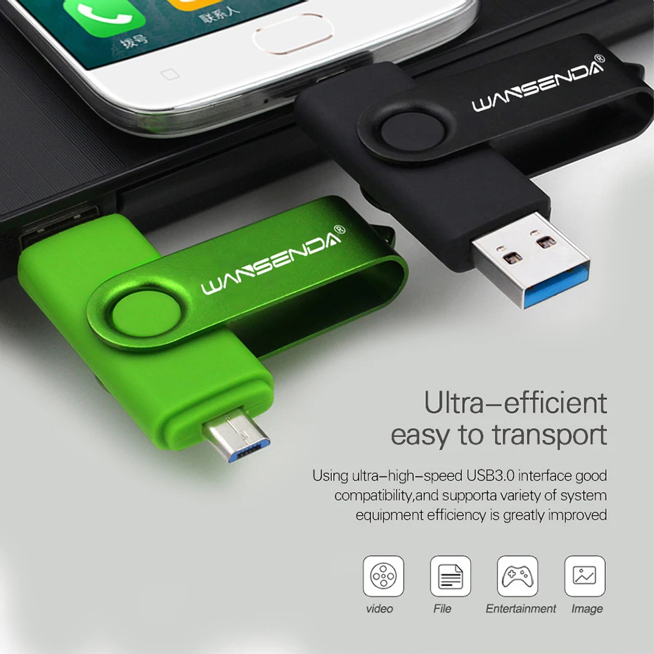 USB флеш-накопитель WANSENDA 3,0, 32 ГБ, 64 ГБ, OTG 3,0, флеш-накопитель для Android телефонов, планшетов, 8 ГБ, флеш-накопитель, 16 ГБ, карта памяти Micro USB