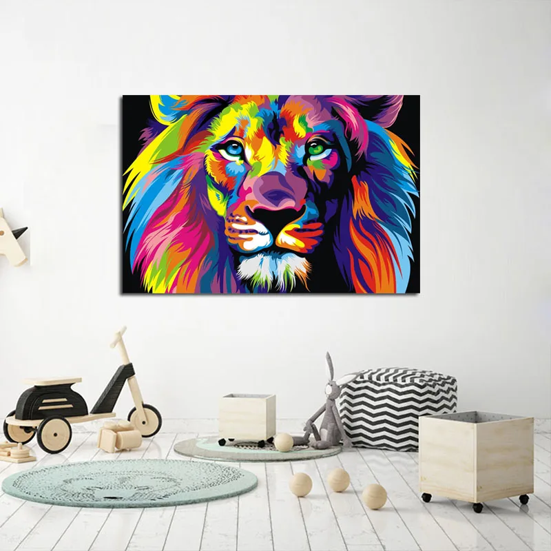 

Watercolor Lion Animal Posters and Prints Canvas Painting Pop Art Wall Picture Scandinavian Nursery Nordic Style Kids Decoration