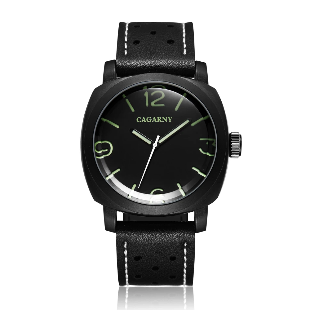 NEW Top Luxury Band Cagarny Mens Watches Sport Quartz Watch Men Leather Strap Clock Male Military Wristwatch relogio masculino wholesale(10)