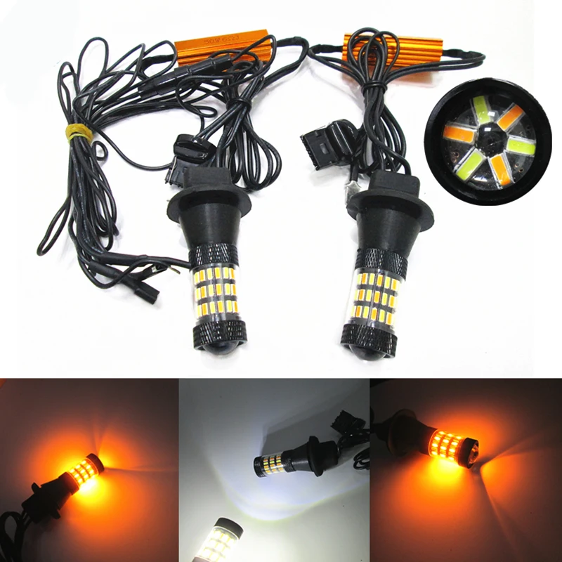 2x T20 WY21W 7440 For Mitsubishi Pajero 4 car accessories daytime running lights with turn signal light DRL auto led bulbs | Автомобили и