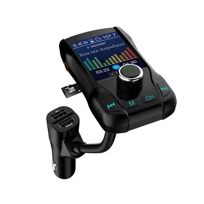 Авто bluetooth-плеер Dual USB Зарядное устройство, свободные руки, FM передатчик, автомобильный Mp3 плеер с красочными Экран CSL88
