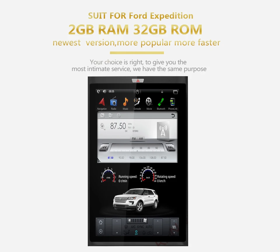KiriNavi вертикальный экран Tesla стиль Android сенсорный дисплей 1" Автомобильный Gps навигатор для Ford expedition сенсорный экран радио wifi 4G