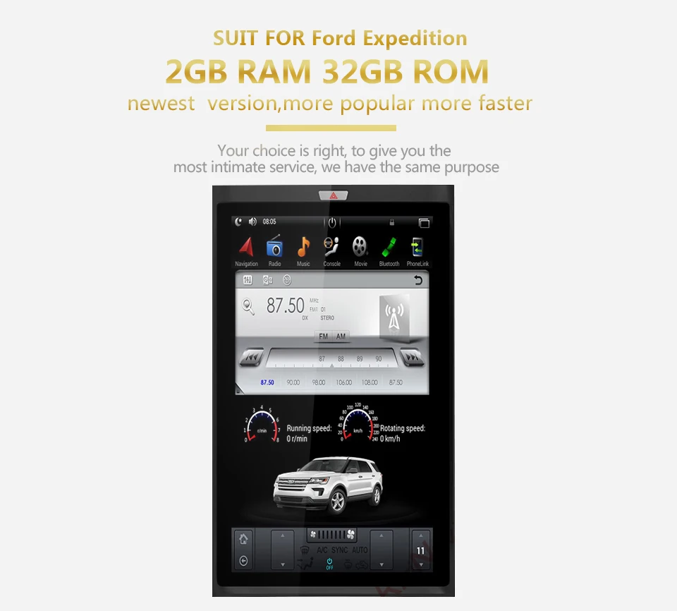 Sale KiriNavi Vertical Screen Tesla Style Android Touch display 17" Car Gps Navigation For Ford expedition Touch Screen Radio WIFI 4G 2