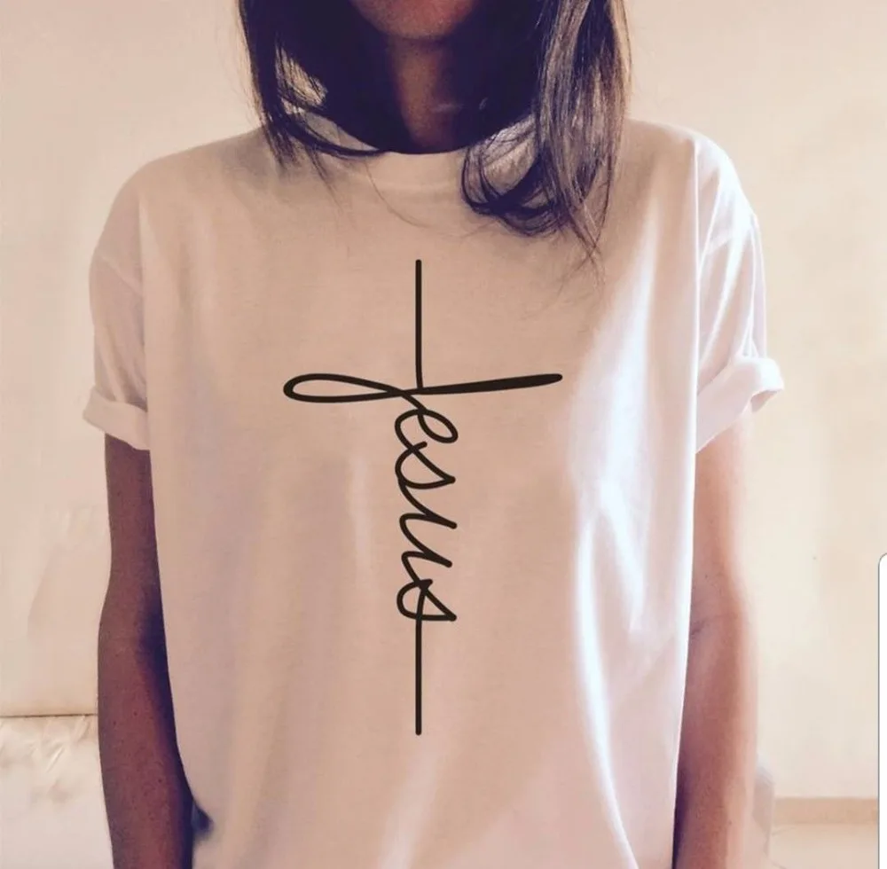 Вера футболки крест греческие Футболки-топы христианский рубашки Для женщин модная футболка крещение церковь Bride Squad эстетической CottonTumblr