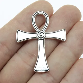 

10pcs/lot 1.6x1.3 Inch (41x33mm) Ankh Cross Charms Pendant For Jewelry Making Antique Silver Color Alloy Charms