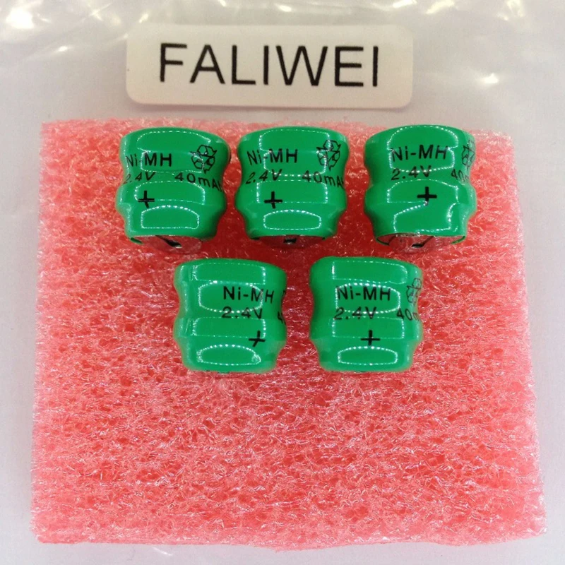 

5pcs/lot Original New Ni-MH 2.4V 40mAh Rechargeable Button Cell Battery Pack Ni-MH Batteries With Pin