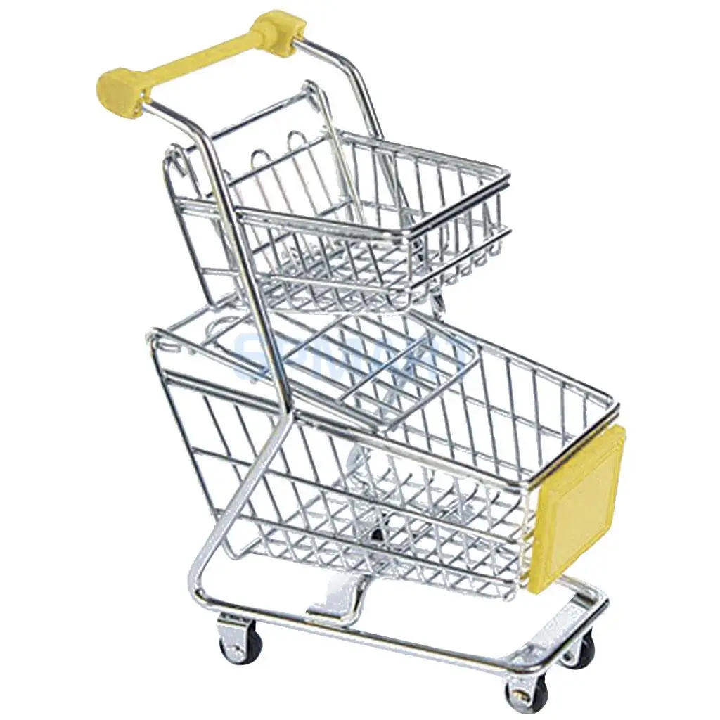 

Mini Double Tiers Shopping Cart Trolley Toy Yellow