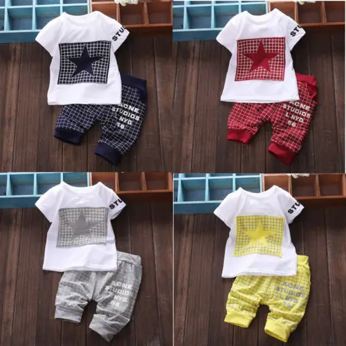 baby 2pcs clothing set!! wholesale baby boy kid short sleeve star