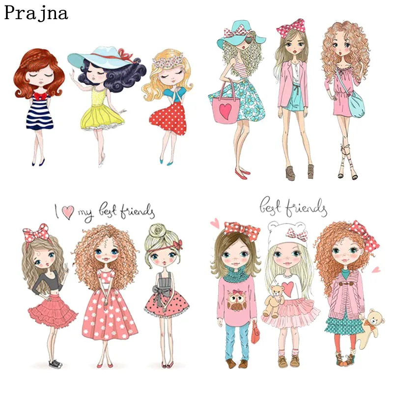 

Prajna Fashion Girl Heat Transfers Ironing On Transfer Vinyl Thermal Stickers On Clothes Applique Patch DIY For T-shirt Washable