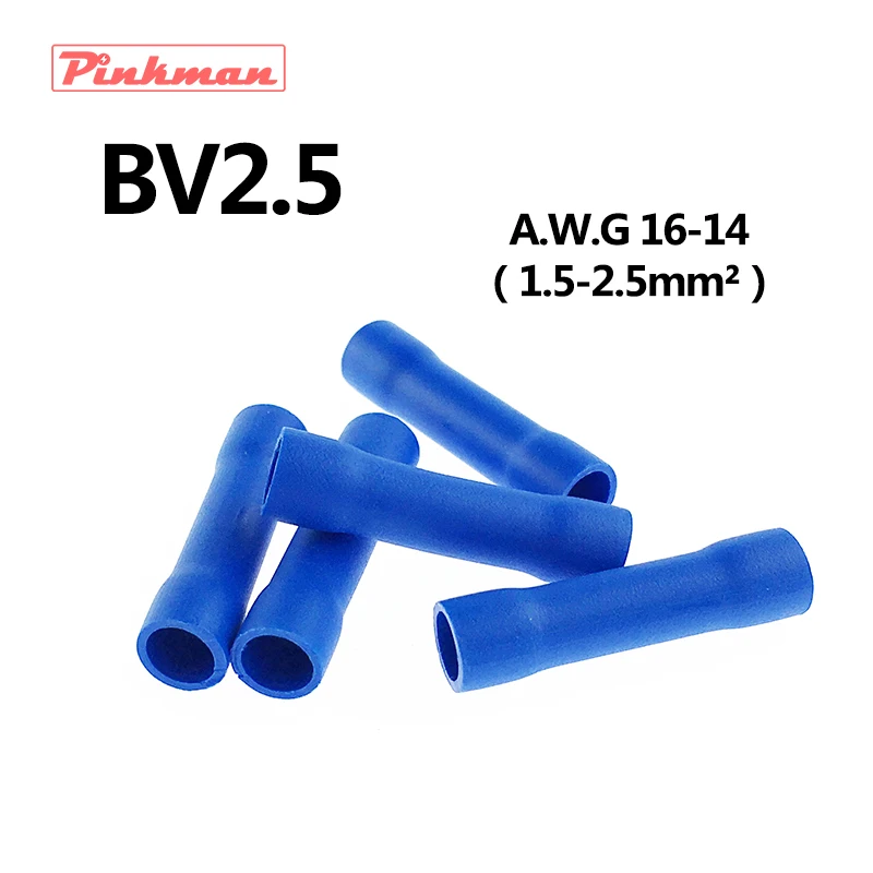 

BV2 BV2.5 Full Insulating Wire Connector Wire connector AWG 16-14 Butt Crimp Electrical Wire Splice Terminal BV 1.5-2.5mm2