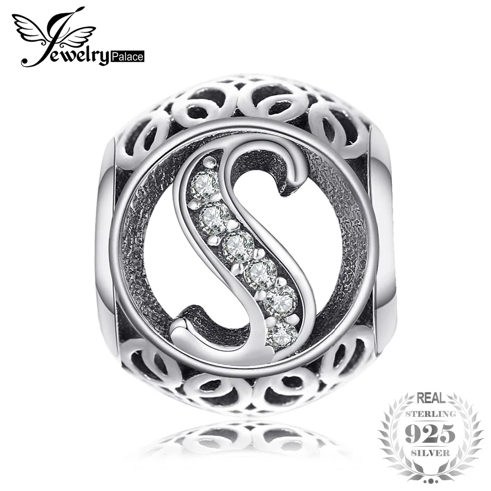 

Jewelrypalace 925 Sterling Silver Letter S Cubic Zirconia Beads Charms Fit Bracelets Gifts For Woman Anniversary Fashion Jewelry