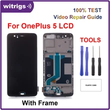 Witrigs для OnePlus 5 ЖК-дисплей кодирующий преобразователь сенсорного экрана в сборе Замена с рамкой сканер отпечатков пальцев