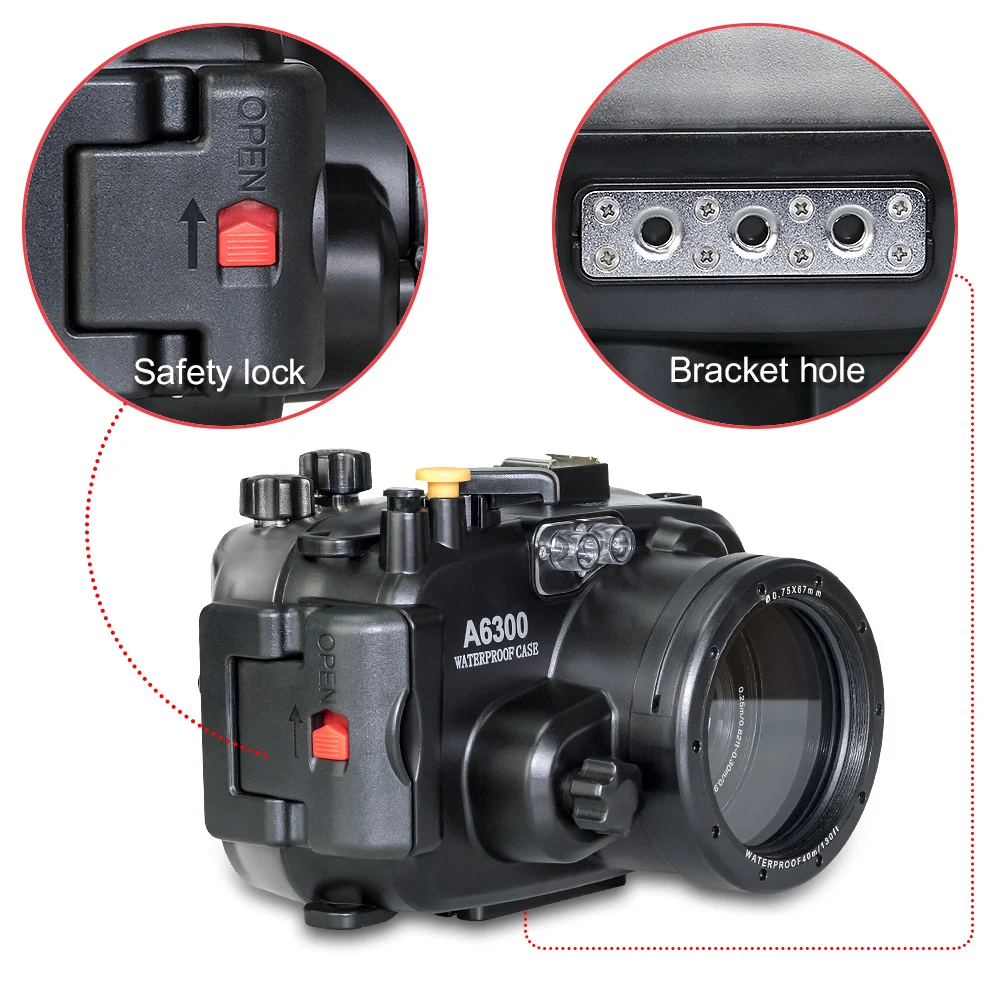 Водонепроницаемый корпус для камеры Sony A6300 A6400 IPX 8 глубина погружения 40 м защитный