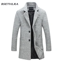 BSETHLRA, повседневный Тренч для мужчин, лидер продаж, осенне-зимние куртки и пальто, приталенный однотонный 40% шерсть, качественная модная брендовая одежда