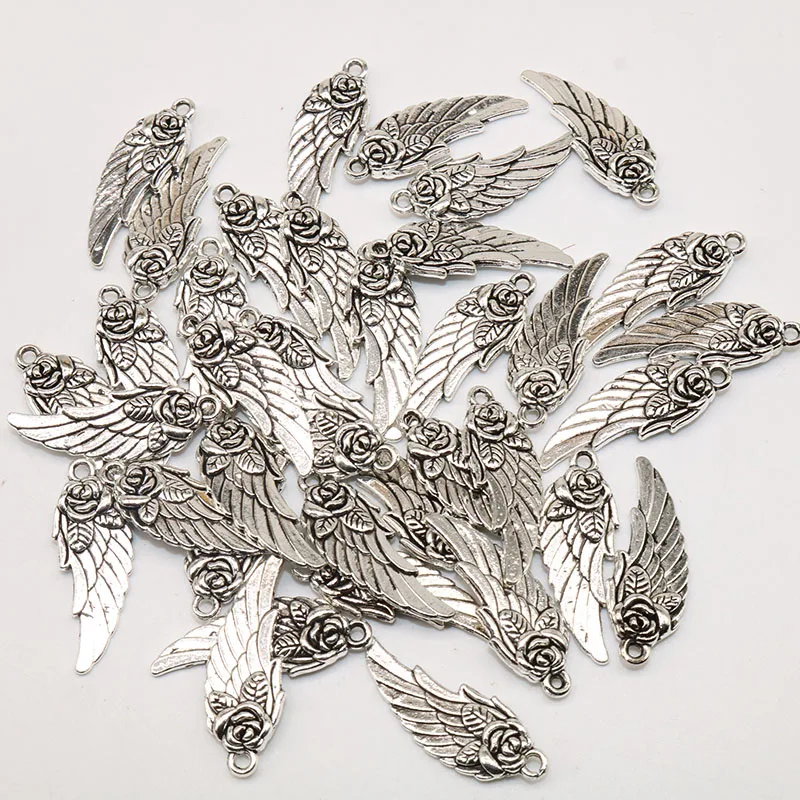 

20PCS Wholesale Price Tibetan Silver Angel Wing Spacer Beads Pendant Charms Diy Jewelry Mking Retro Angel Wings Charm Pendant