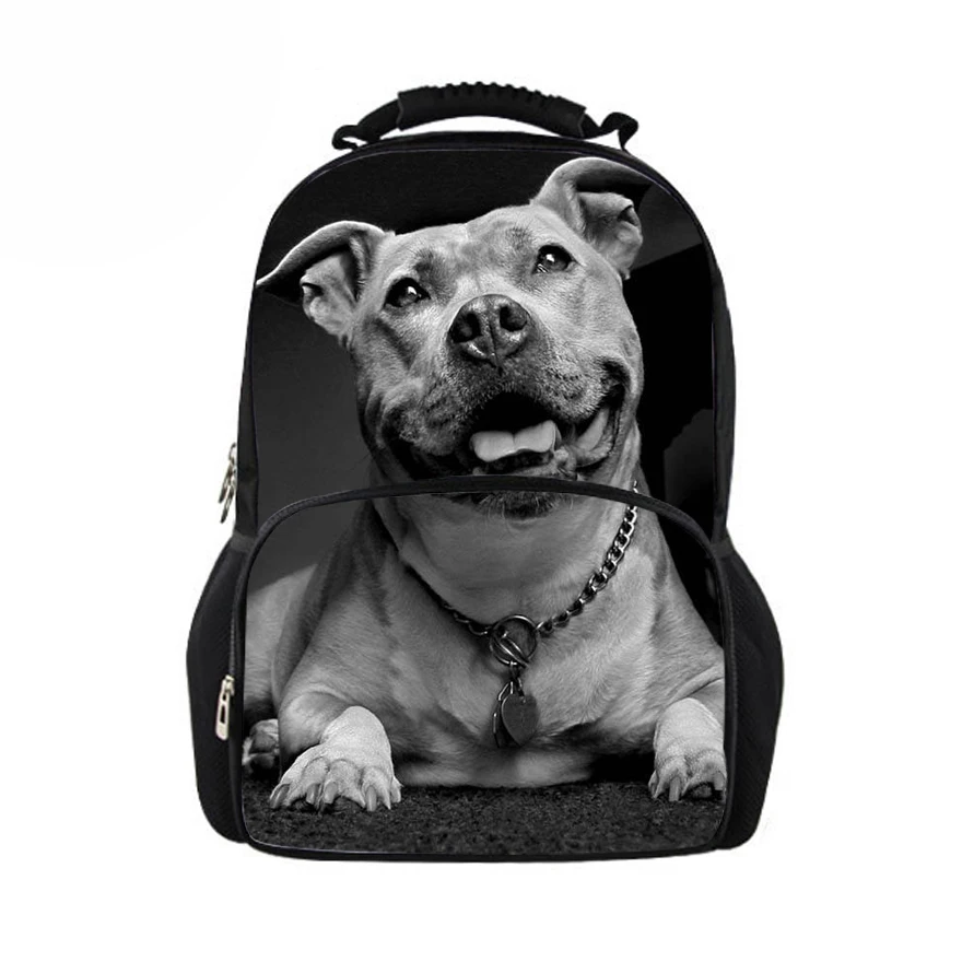 

Customized Men Backpack Homme Fashion Schoolbag Animal Pit Bull Dog Printing Backpack for College Boys Cool Male Back Pack