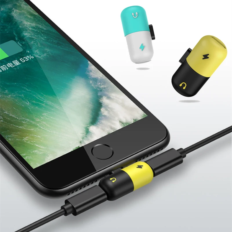 

2 in 1 Charging Audio Adapter For iPhone XS MAX 8 Plus Mobile Phone Adapter Splitter Headphone Connector For iPhone 7 Adapters