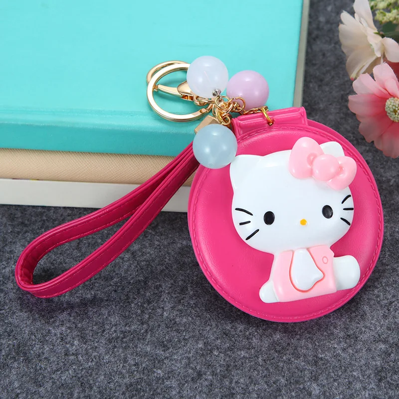 Мультфильм hello kitty косметическое зеркало брелок KT Cat Key Holder женский автомобильный кошелек Шарм Подвеска подарочные брелки Llavero Porte Clef