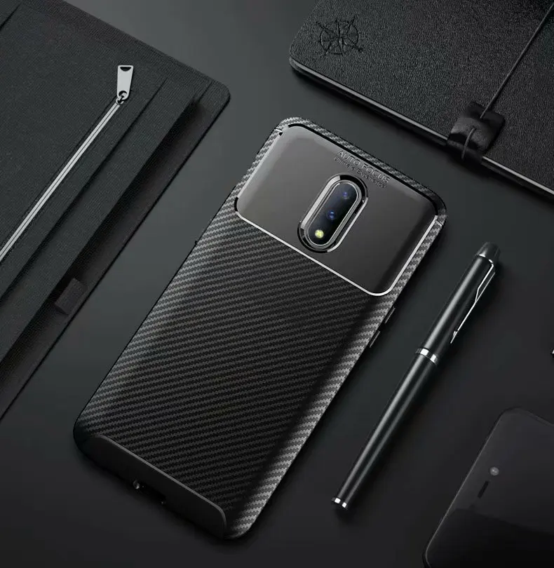 

For OnePlus 6 6T 7 Pro 7Pro Carbon fiber Phone Case Anti-Slip Shock-Absorption Ultra Silicone One plus 1+6 1+7 Cover For Man
