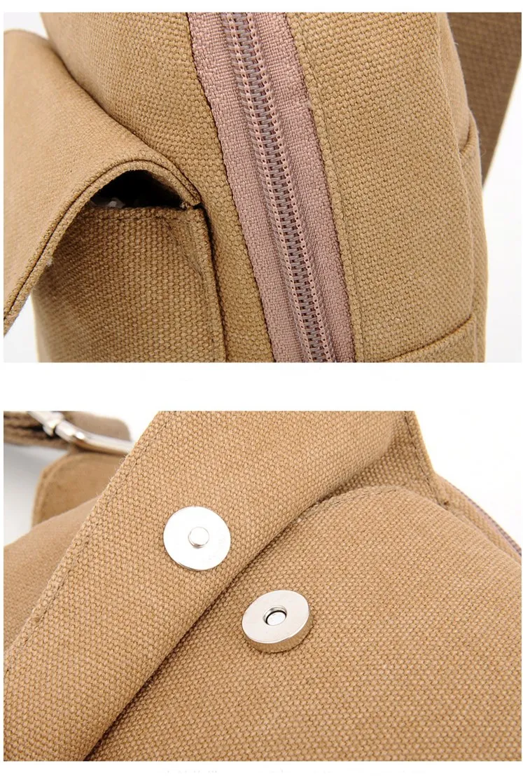Men's backpack canvas backpack Sports sling bag Outdoor Cycling Running Messenger Bag Shoulder Bag backpack Black, coffee ,khaki (5)