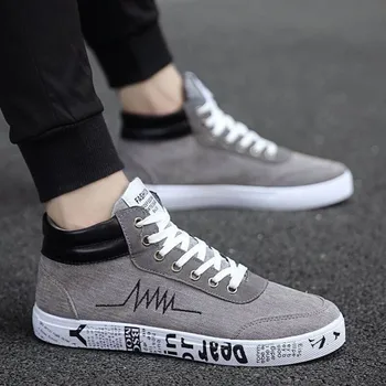 

New High-top Korean Version Casual Comfortable Men'S Shoes Hard-Wearing & Anti-Skid Tide Men'S Lace-Up Sneakers Nice Shoes Male