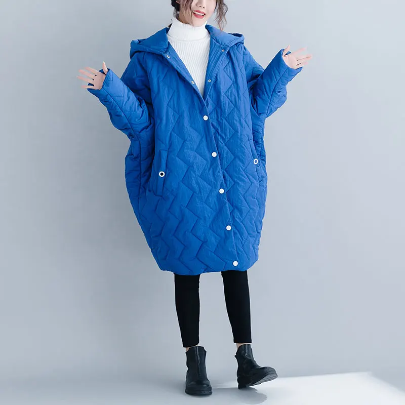 Женская Корейская клетчатая парка размера плюс рукав летучая мышь стеганая куртка из хлопка пальто зимнее повседневное Свободное пальто 4XL 5XL 6XL