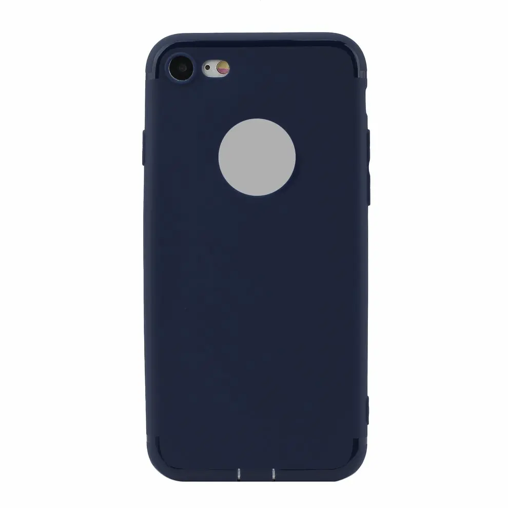 

2pcs Blue Silicone Matte Back Cover Shockproof Protective Phone Case Shell For iPhone 7