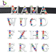 130 шт 8 мм Половина буквы для именных браслетов со стразами. Английский алфавит "сделай сам" A-Z fit'/собачьих ошейников LSSL027* 130