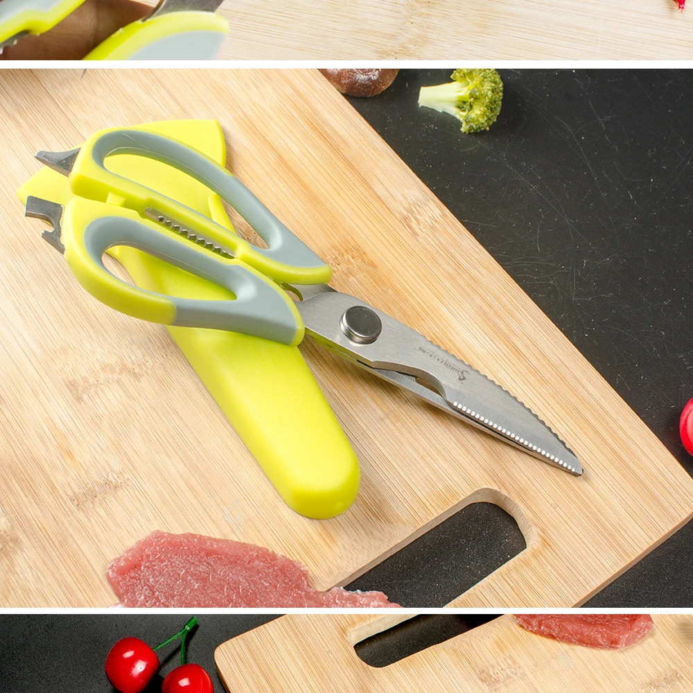 SOWOLL Многофункциональные кухонные инструменты из высококачественной нержавеющей стали инструменты для приготовления пищи съемные ножницы бытовой резак с крышкой