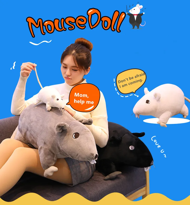 simulation mouse doll big plush toy funny ugly mouse toys zodiac mouse doll rat year mascot decoration 24inch 60cm (5)
