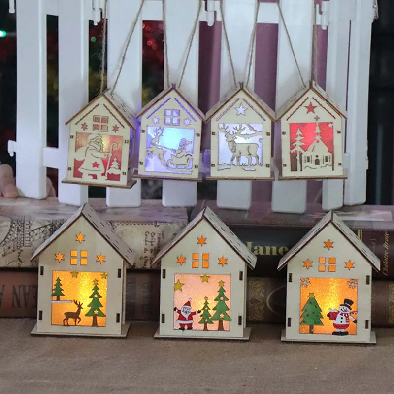 S/L фестиваль светодиодный светильник Подвесной деревянный дом елочные украшения для дома украшения Рождественский подарок свадьба ребенок ручной работы игрушка