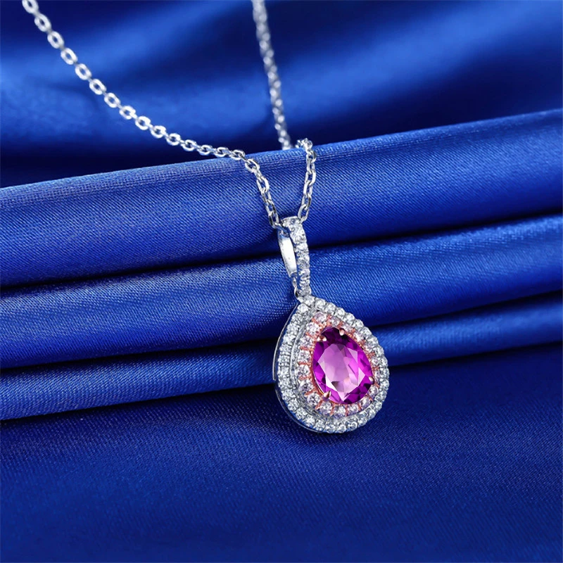 Ainuoshi Natural Amethyst Heart Pendant 925 Sterling Silver Chain