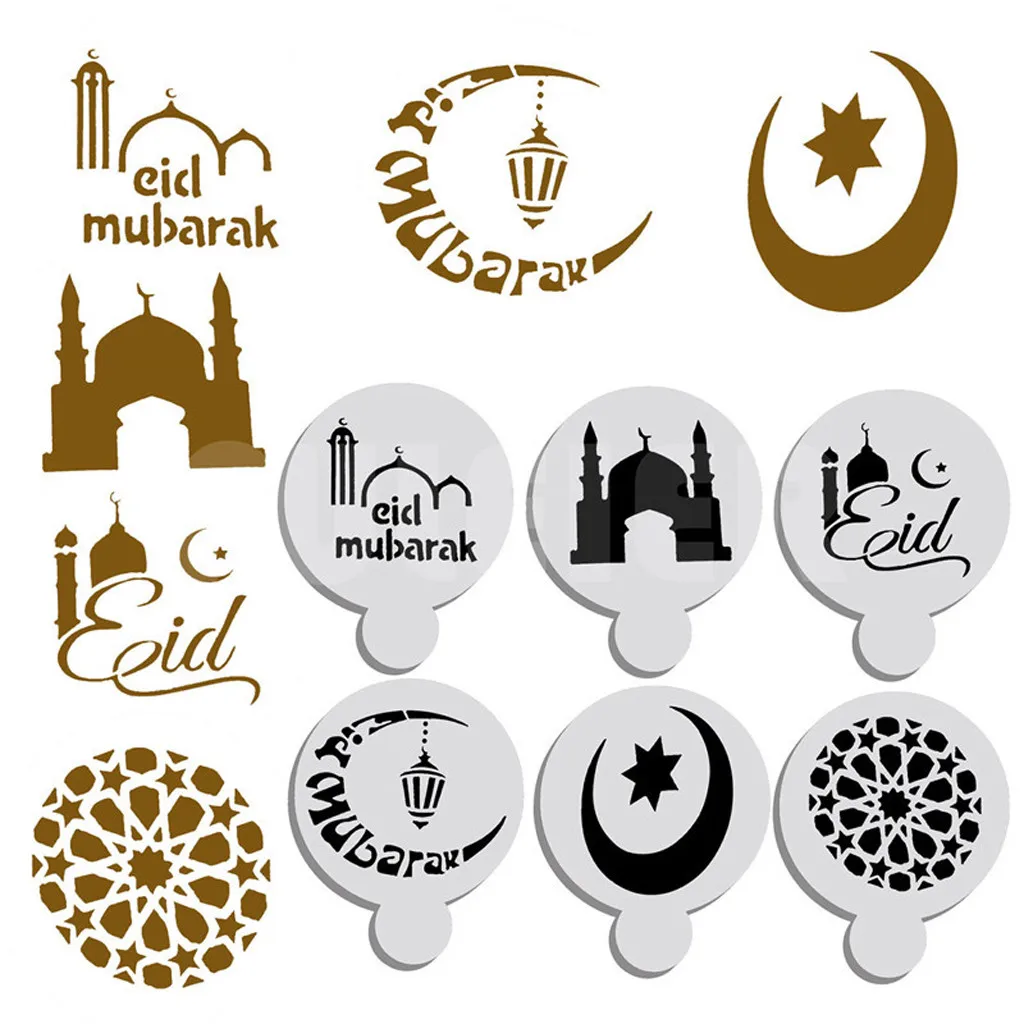 

Cake Mould 6pcs Ramadan Mubarak festival marking Cake Top Stencil Decorating Star Mold Moon patisserie outils accessoires