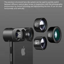 Широкоугольный Макро Рыбий телефото Объективы для телефонов четыре-в-одном искажения-бесплатный мобильный телефон внешние зеркальные линзы