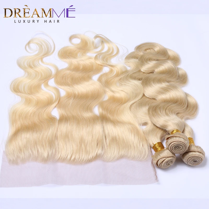 

Brazilian Body Wave Blonde bundles with frontal Closure Human Hair 3 Bundles With Closure 613 Bundles With Frontal Dreaming Hair