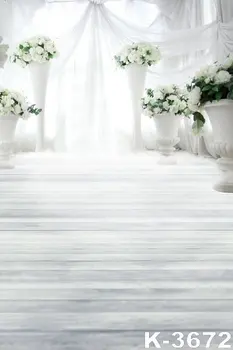 

White Chromakey Backgrounds 5*7ft Curtain Flowers Props Studio Photo Vinyl Fabric Printing Photographic Backdrops For Wedding