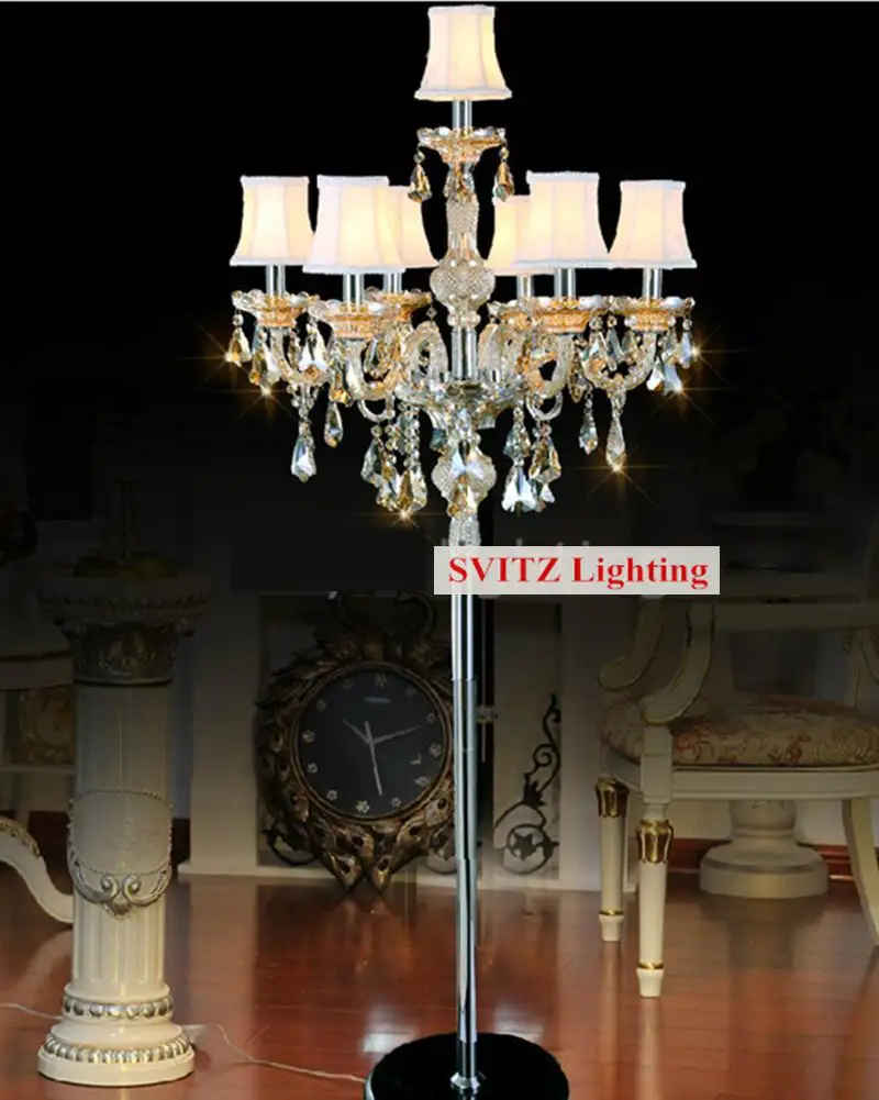7 arm grote bruiloft crystal floor lampen tall led kaars kandelaar moderne party kandelaars sofa