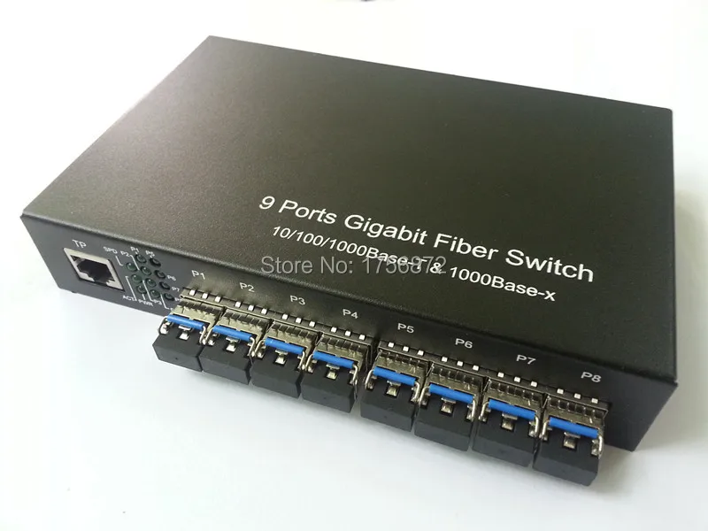 

8 Giga SFP and 1 1000Mbps Tx Port Fiber switch Media Converter SFP media converter singlemodedual1000M 8-Port SFP Fiber Switch